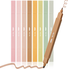 – Dual Tip Aesthetic Highlighters, 8 Pcs, Chisel & Fine Tips, Earthy Tones