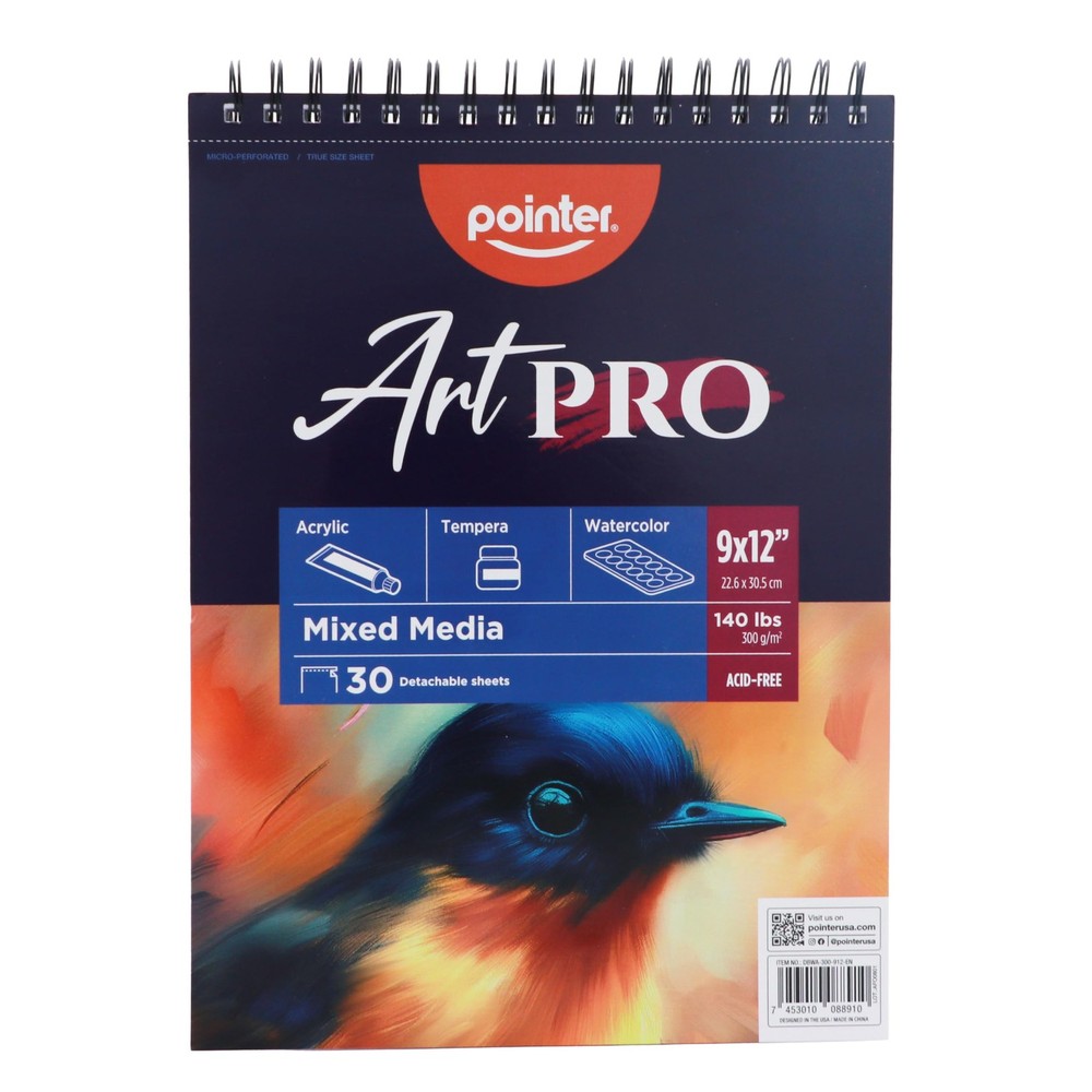 Art PRO Mixed Media Sketchbook 9×12 Inch Acid Free 30 Sheet Spiral Bound Pad