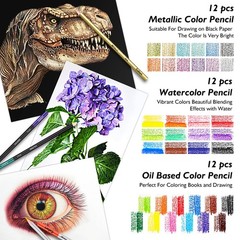Caliart 176PCS Art Supplies Sketching Kit with 1 Count (Pack of 176), Black