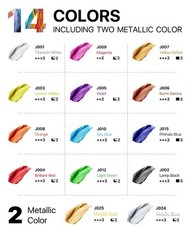 14 Colors Acrylic Paint Bottle Set 500ml/16.9oz (2pcs 8.45oz Metallic Paints)…