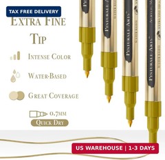 4 Gold Paint Pen Fine Tip | Set 4 Gold Paint Marker Metallic | Extra Fine Tip…