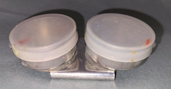 Vtg Richeson 899 palette knife & metal double palette cup w lids, Italy