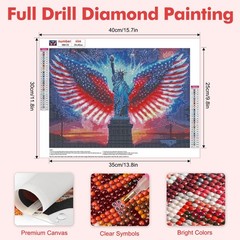 Independence Day Diamond Art Kits for Adults Beginner, 4th of July 5D Diamond