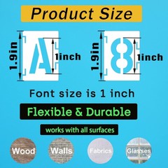 DZXCYZ 1 Inch Letter Stencils Numbers Craft Stencils, 42 Pcs Reusable 1