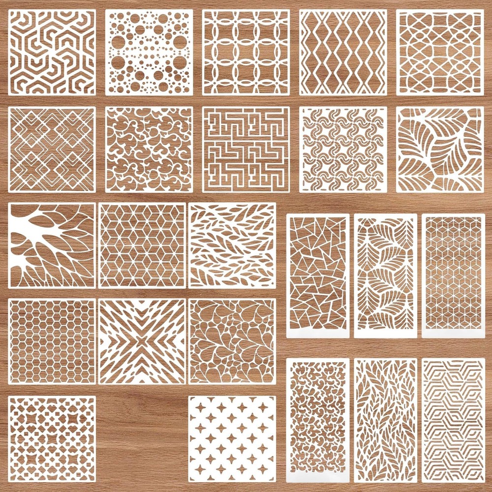 24Pcs Stencils for Painting, Geometric Pattern Stencils for Crafts Reusable, …