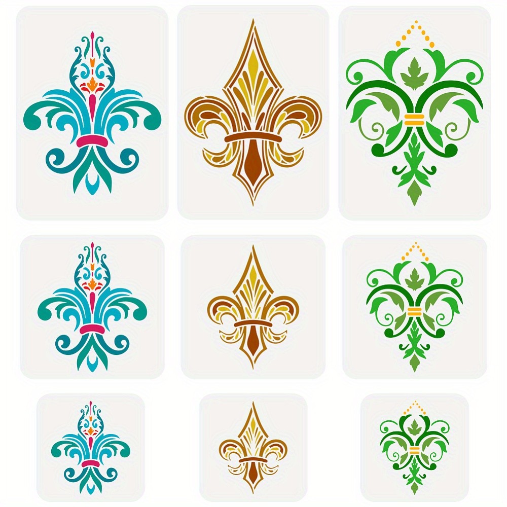 1set 9pcs PET Hollow Out Drawing Painting Stencils for Scrapbook Photo Album