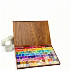 Glitter Watercolor Paints Set,48 Colors Watercolor Paint, Wooden box, for artist