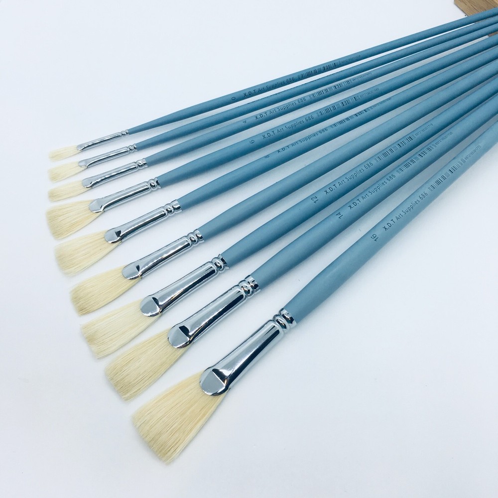XDT#686 Fan Artist Paint Brush Art Brushes Hog Bristle Oil Acrylic Watercolor