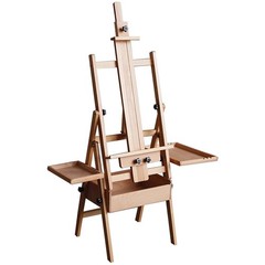 59 Inch Wood Studio Artist Easel Beech Wood Painting Art Easel Standing H-Frame
