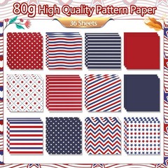 Konsait 36 sheets Patriotic Origami Paper 6×6, Red White and red, white, blue