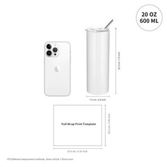 2 PCS Sublimation Blanks Skinny Tumbler White 20 OZ Straight Double Wall Stai…