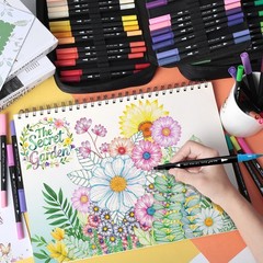 120 Colors Dual Tip Brush Pens Art Markers for Adult Coloring Books, Artist D…