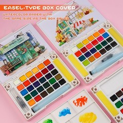 MAIKEDEPOT Portable Watercolor Paint Set 30 Colors Travel Watercolor Kit wit…