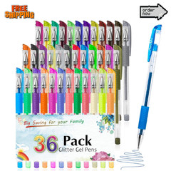 Glitter Gel Pens for Adult Coloring Books, 36 Colors Gel Marker Set Colored Pen