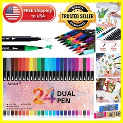 Convenient 24 Colors Dual Brush Markers with Storage Case – Travel-Friendly Art