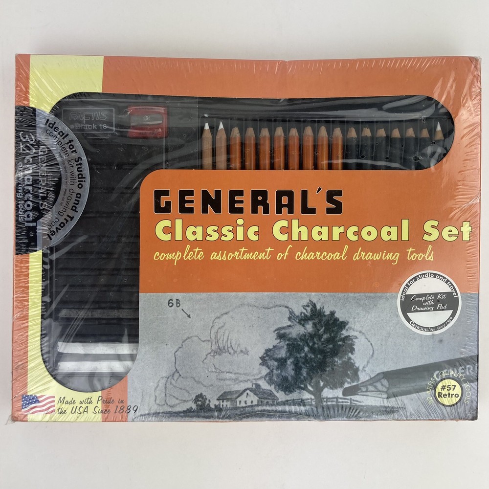 General’s #57 Retro Charcoal 32pc. Artist Set – Sealed in Box – 2005