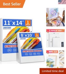 Stretched Canvas for Painting, 8″x10″, 11″x14″, Pack of 2, Pre-Primed Canvase…
