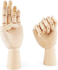 2 Pack 10 Inches Wood Art Mannequin Hand, Left and Right Wooden Manikin