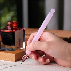 Short Glass Dip Pen Ergonomic Grip Portable Glass Ink Pen For Artist Beginner