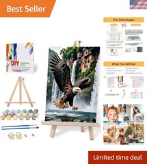Framed Paint by Numbers Kit for Adults-Eagle Adult Paint by Number Kits with …