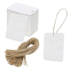 100Pcs Kraft Paper Gift Tags with String,16×23.6″ Wood Pulp Paper Labels White