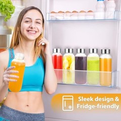 10.5 oz Glass Juice Bottles with Lids – 10.5 Ounces 6-Pack Without Sleeves