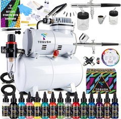 Quiet Airbrush Compressor Kit 15 Paints