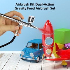 Professional Dual-Action Airbrush Kit, 0.2/0.3/0.5mm Nozzles, Gravity Feed Sp…