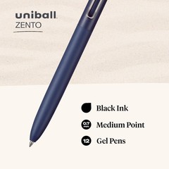 uni-ball Zento Gel Ink Rollerball 1 Count (Pack of 4), Muted – Black