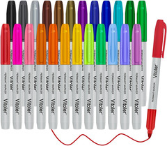 Colored Permanent Markers,24 Assorted Colors Permanent Marker Pens Fine Point…