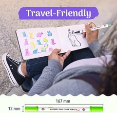 72 Colors Acrylic Paint Markers, Dual Tip Acrylic Paint Pens with Brush Tip & Fi