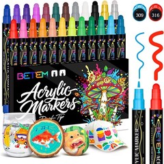 24 Colors Dual Tip Paint Pens Markers for Fabric Glass Wood Paper Canvas