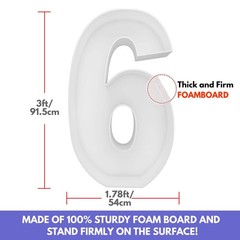 JoyBox Design 3FT Mosaic Balloon Frame Number 6 Pre-Cut Kit Foam 6, 6