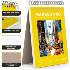 100 Sheets Marker Paper Pad, 9″x12″ Bleedproof Art Sketch Pad, 73lb/120gsm Dr…