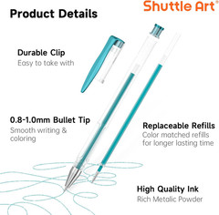 50 Pack Metallic Gel Pens Set with 25 Refills for Coloring, Doodling, and Drawin
