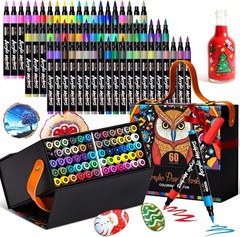 60 Colors Brush Tip Acrylic Markers, Water-Based Acrylic Paint Pens for Glass…