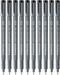0.3 Mm Pigment Liner Fineliner Sketching Drawing Drafting Pens Pack Of 10