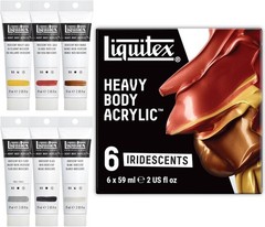 6 x 59ml Heavy Body Acrylic Paint Set – Vibrant Iridescent Colors for Fine Art
