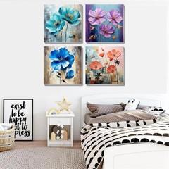 4 Pack Paint by Numbers Kit for Adults Beginners Framed – Flowers Adults Pain…