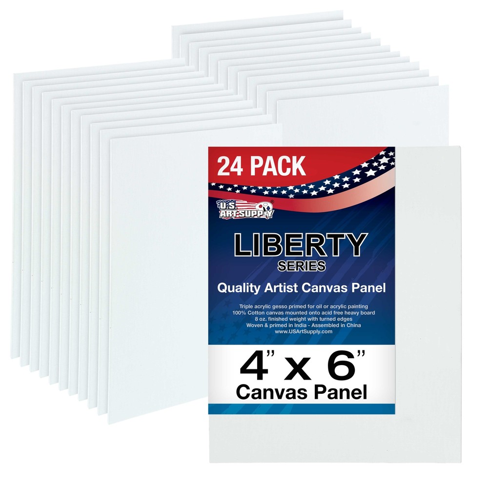 Blank Cotton Canvas Panels 4″x6″ 24 Pack Mounted Art Boards Paint Supplies Craft