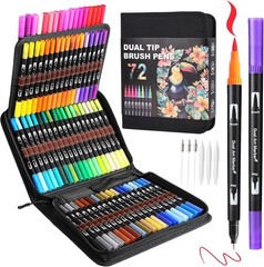 Art Markers Pens Dual Tip Coloring Markers Set with Brush & Fine Nib for Adult C
