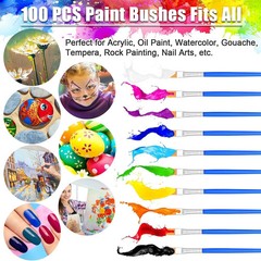 100PCS Small Paint Brushes Bulk, Flat Top Acrylic Mini Brushes for Kids, Crafts
