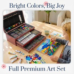 194-Piece Deluxe Art Set with Acrylic Paints, Colored Pencils, Drawing Pads