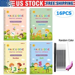 16Pcs Grooved Magic Practice Copybook Set Boys Girls Handwriting Book Practice