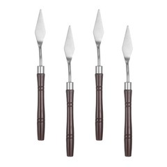 4pcs Painting Palette Knife 6.89″ Pointed Stainless Steel Blade, Red
