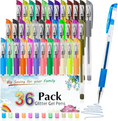 Glitter Gel Pens for Adult Coloring Books, 36 Colors Gel Marker Set