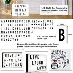 293 PCS Cinematic Lightbox Letter Set, A4, 104 Black, 104 Multi-Color, 85 Icons