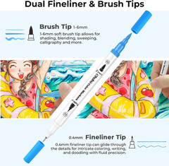 Markers for Adult Coloring Books No Bleeding 60 Colors Coloring Markers Water-Ba