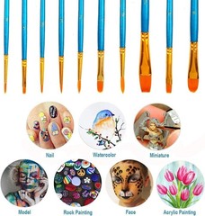 Watercolor Paint Brushes Set, 10-Pack Round Pointed Tip Professional Artist P…
