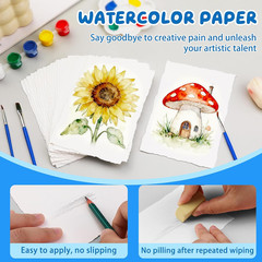 Watercolor Paper 25 Sheets, Watercolor Cards 4 x 6 inch 300 GSM, Cotton Handmade